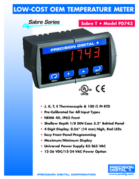 Thumbnail of document Data Sheet - PD743 Sabre T Temperature Digital Panel Meter